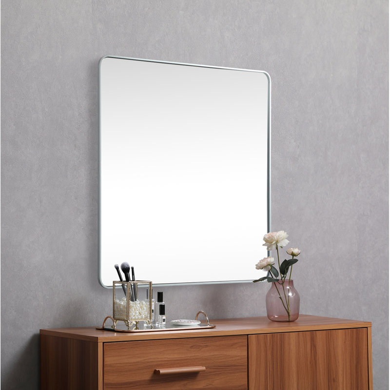 Metal Square Wall Mirror, Silver, 48"  x 48" 