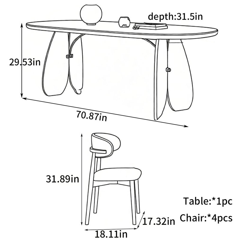 Ensemble de salle à manger Iseminger, H 29,53 po x l 70,87 po x P 31,5 po