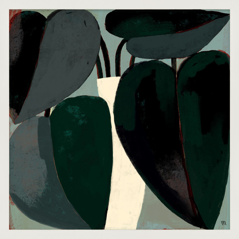 Fall Plant Painting by StudioM, White, 30" H x 30" W