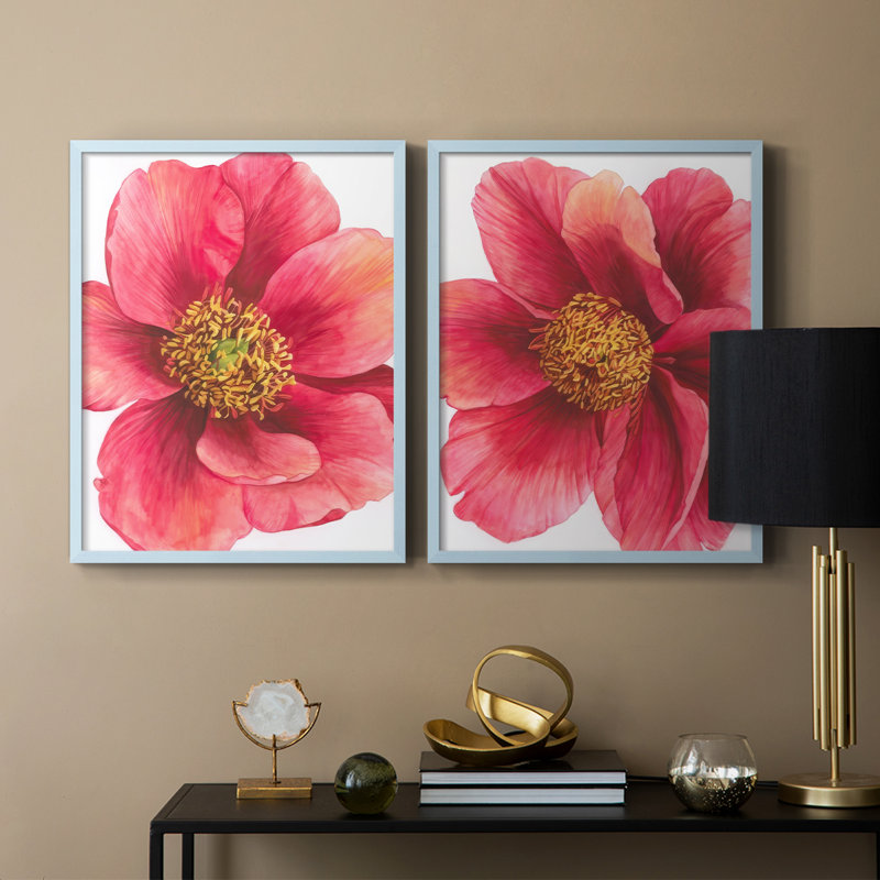Pivoine arborescente I - impression encadrée de qualité supérieure - prête à être accrochée - aucun clou requis - aucun clou requis