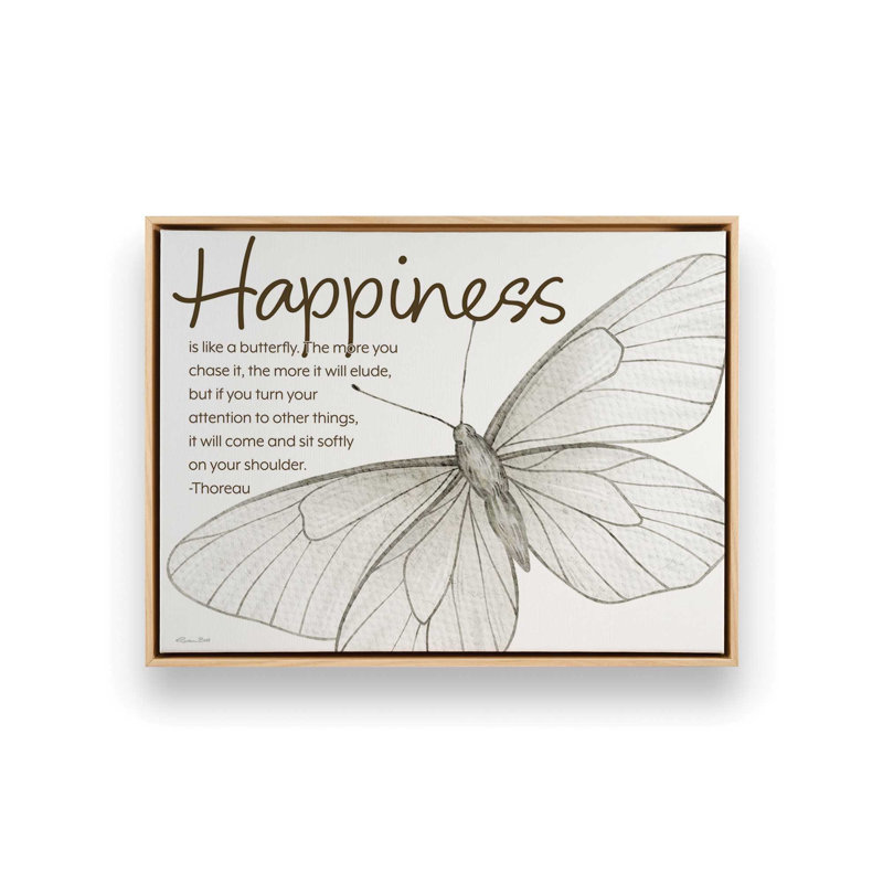 «Happiness Butterfly» par Susan Ball, reproduction d'art, L 40 x H 30, Tanné, Toile avec cadre