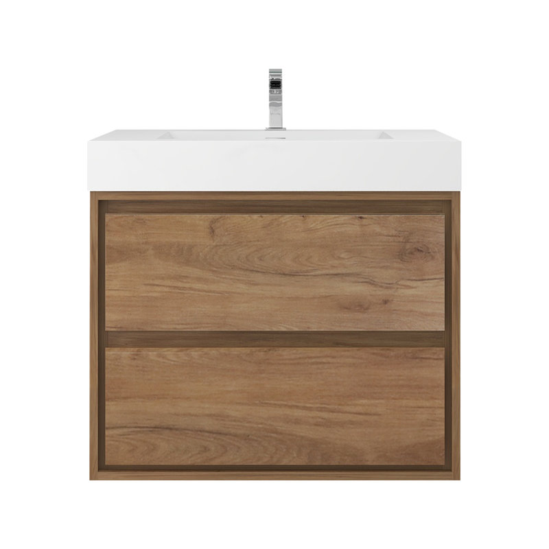 30'' Single Bathroom Vanity with Acrylic Top, White Oak