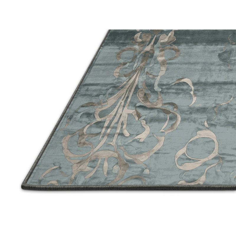 Tapis gris soyeux et moelleux, Rectangle 8 pi x 10 pi