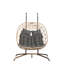 Fauteuil à œufs de patio suspendu: support en fer antirouille à double panier, tissé à la main, coussin confortable, extérieur