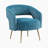 Candide 27.5" Modern Glam Accent Chair with Velvet Fabric Upholstery, Metal Legs in Gold Finish, Foam Wrapped in Poly Fiber-1582782002
