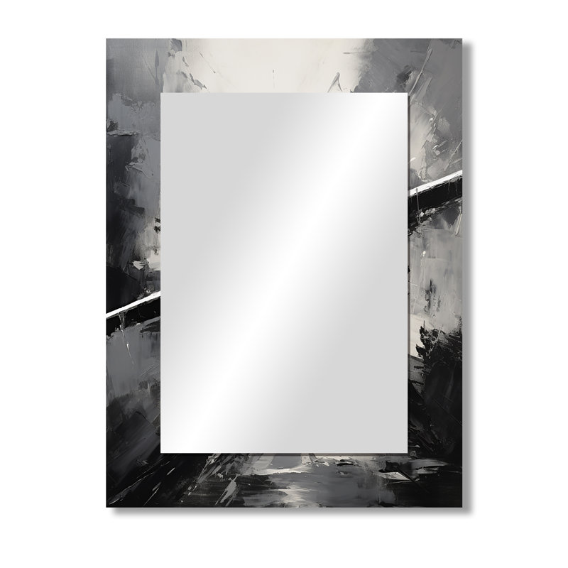 Monochromatic Plane Soaring II - Plane Large Wall Mirror, Gray Decorative Mirror, Printed Metal Art, 40" x 30"