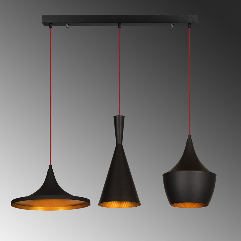 Luminaire suspendu géométrique à 3 lumières pour îlot de cuisine Linda