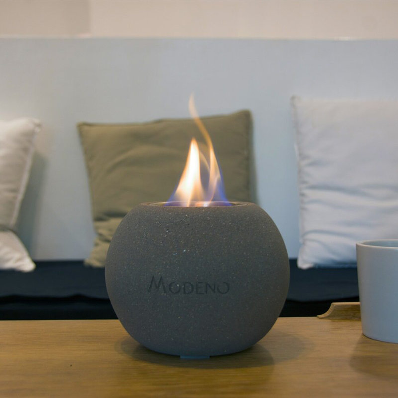 Dark Gray Concrete Round Tabletop Fire Pit