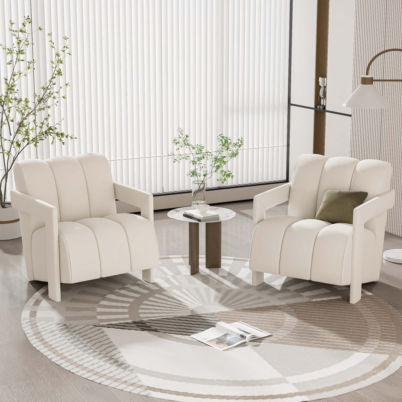 Ensemble de 2 fauteuils l 26,3 po, Polyester blanc