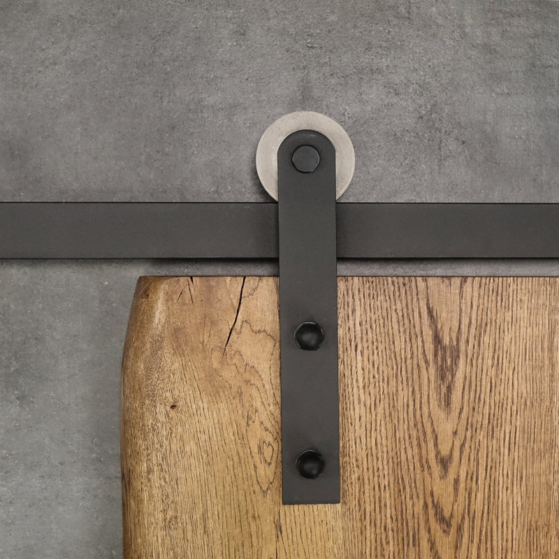 Arness Single Door Barn Door Hardware Kit, Black/White