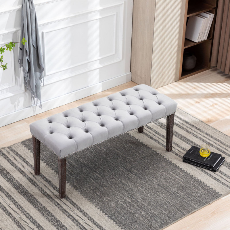 Upholstered Tufted Bench Ottoman , Velvet Dining Bench Bedroom Bench  Footrest Stool Accent Bench For Entryway Dining Room Living Room