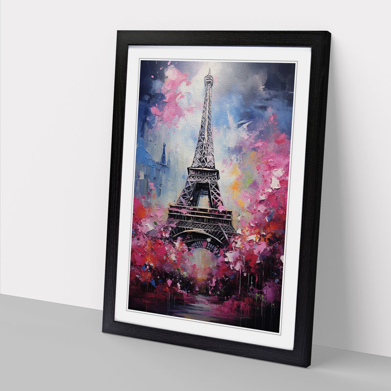 Eiffel Tower Contemporary - Single Picture Frame Print on Wood, Black, 46" H x 34" W x 2" D