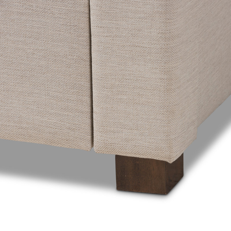 Beige King Upholstered Storage Bed with Tufted Headboard and Drawers