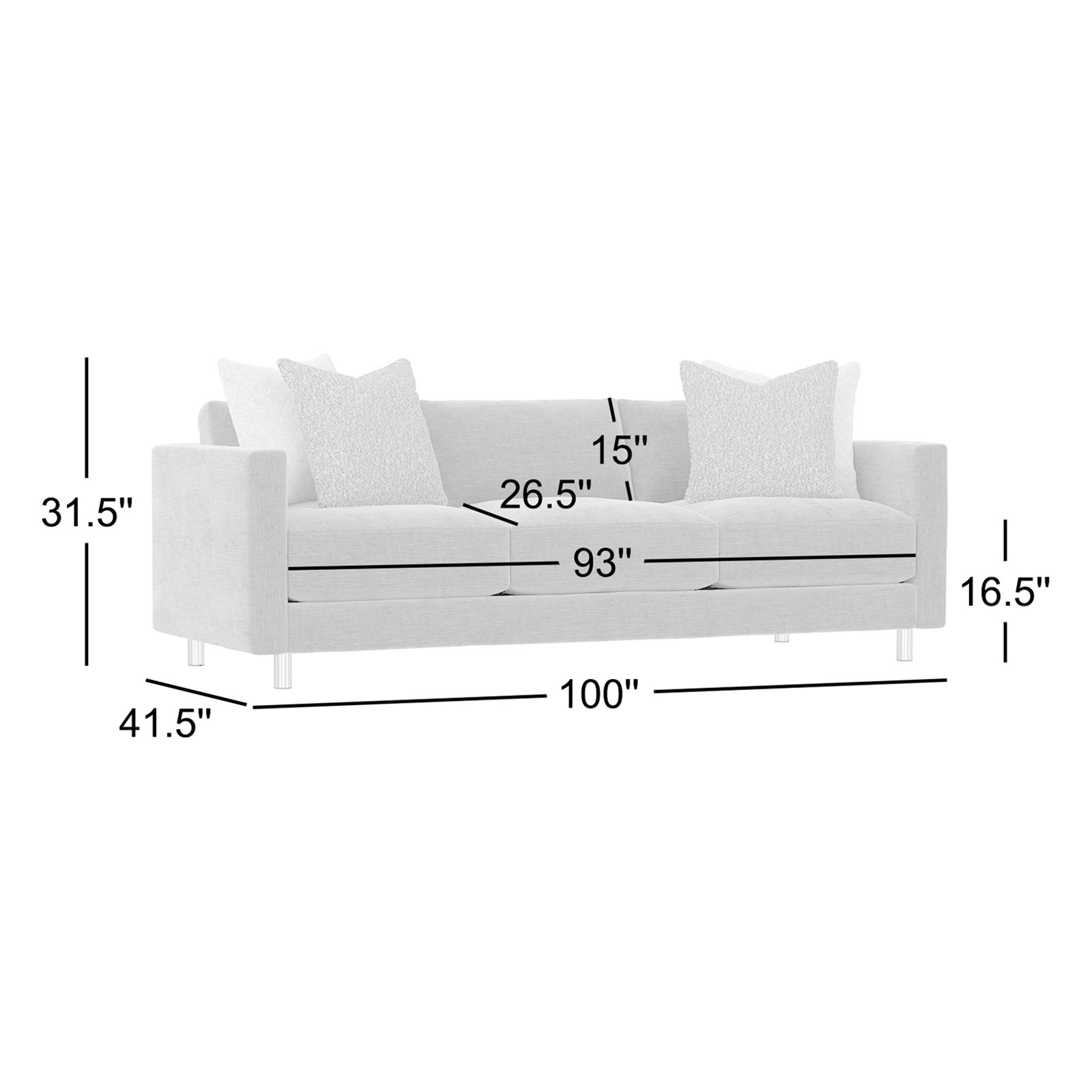 Bernhardt Dakota Sofa, Textured Cream Chenille 1372-000