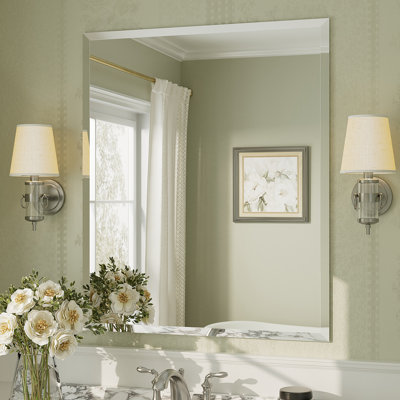 Aevar Tempered Glass and Beveled French Cleat Mounted Wall Mirror
