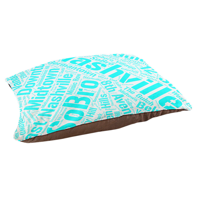 Coussin de chien « districts », Très grand (H 17 po x l 50 po x P 40 po), Cyan, Nashville