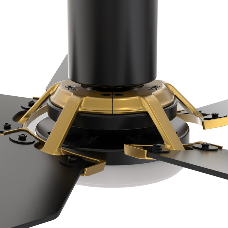 Smart DC Ceiling Fan with Light, Remote Control Flush-Mounted, Black/Gold, 48"