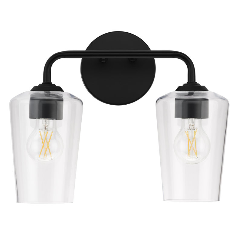 Celino Two-Light Bath & Vanity with Glass, Clear, Satin Black