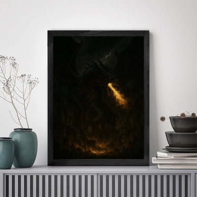 Art encadré noir, fantaisie sombre, cracheur de feu, art rétro, impressions encadrées