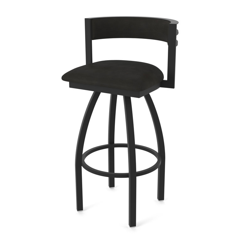Tabouret Artémis, Noir froissé, Tabouret de bar (siège d'une hauteur de 30 po), Vinyle - espresso Canter