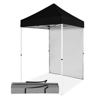 5 Ft. W x 5 Ft. D Outdoor Pop Up Steel Canopy Portable Tent with 1 Sidewall