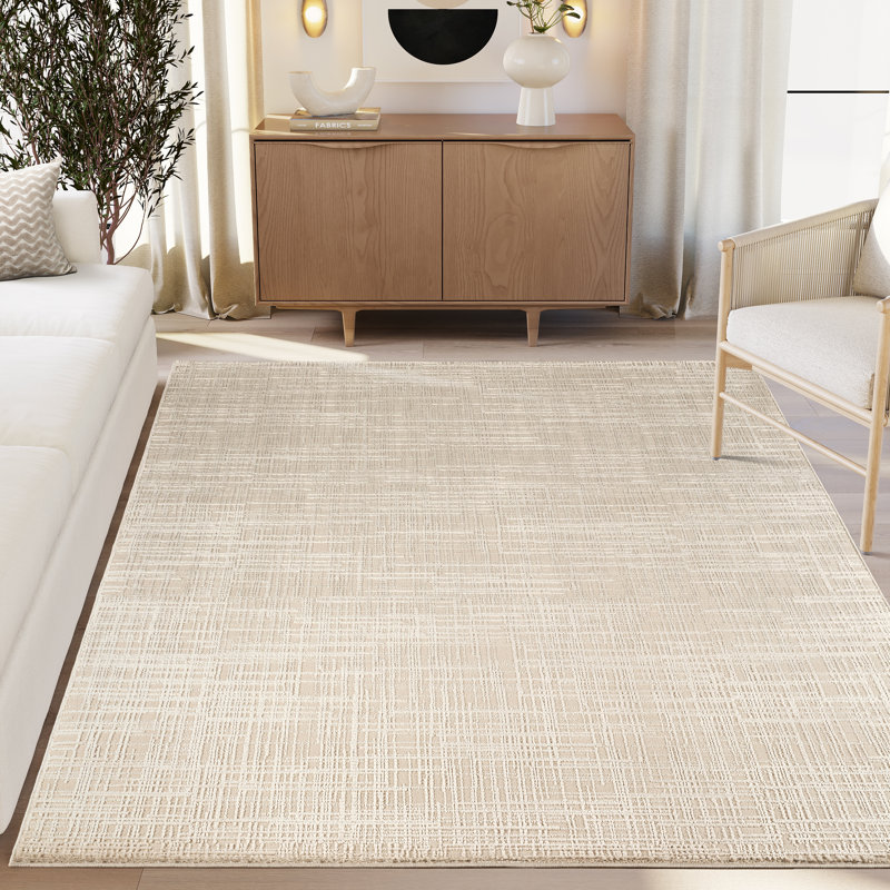 Tapis beige tissé texturé Abani, 7 pi 9 po x 10 pi 2 po
