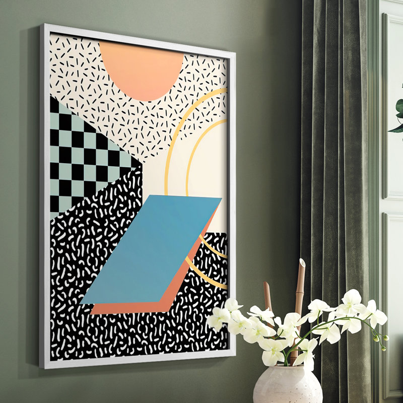 «Modern Memphis II», reproduction encadrée - bois massif, H 28 po x l 22 po, Cadre simple blanc