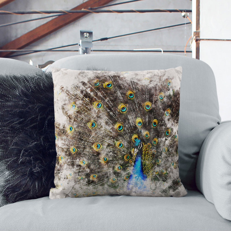 Peacock Vol.1 Scatter Cushion, Stone, 55cm H x 55cm W x 20cm D
