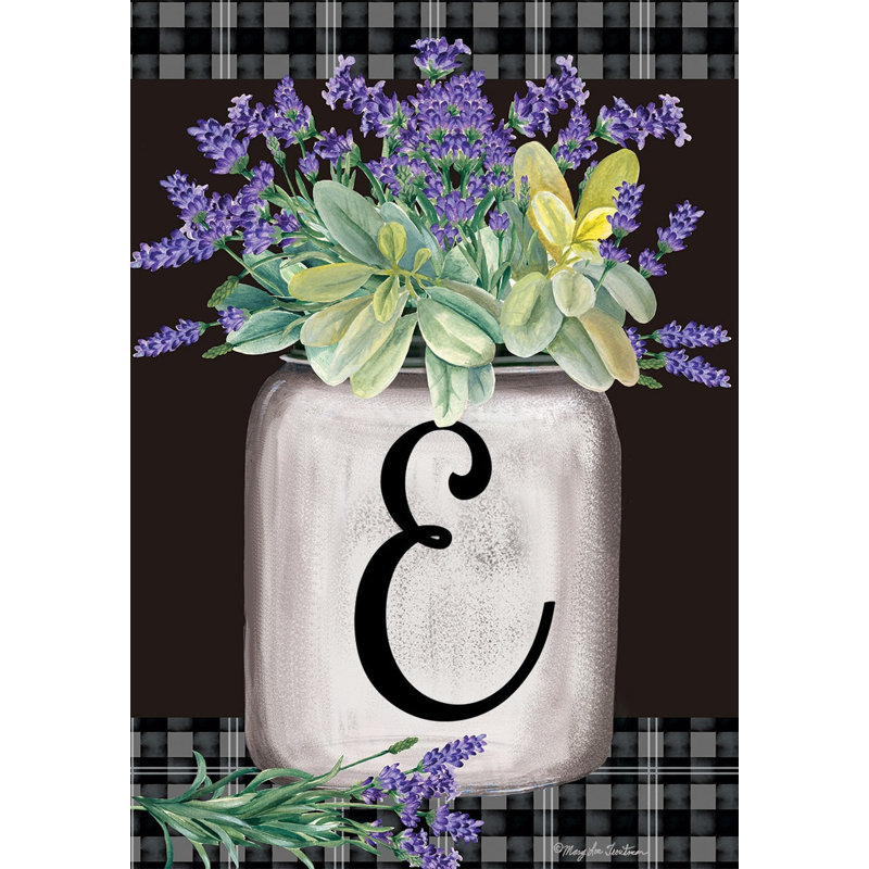 Drapeau de jardin ferme monogramme lettre E
