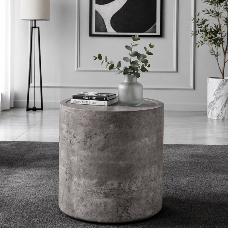 Table d'appoint d'angle moderne en faux béton, table d'appoint sans assemblage pour la chambre à coucher du salon