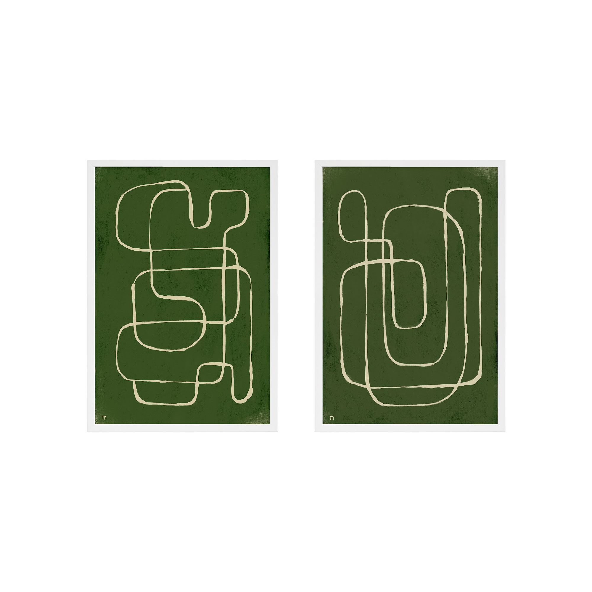 Line Works by StudioM, White Framed Paper, 20" H x 28" W x 1.25" D