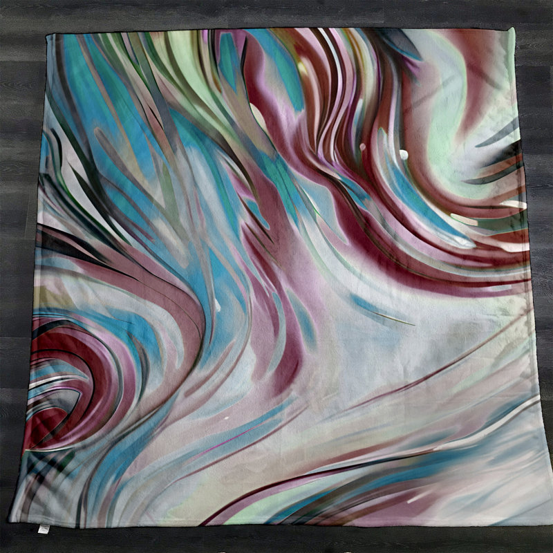 Throw Blanket, 51" W x 60" L, Marble/Abstract, Blue/Red/White