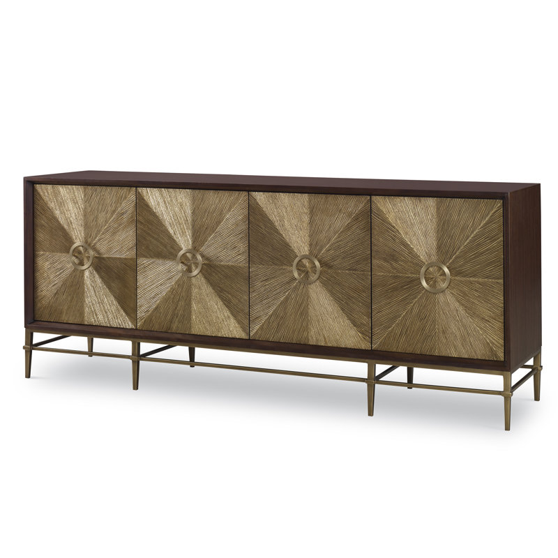 Phoenix 79'' Mahogany and Brass Sideboard with 4 Doors