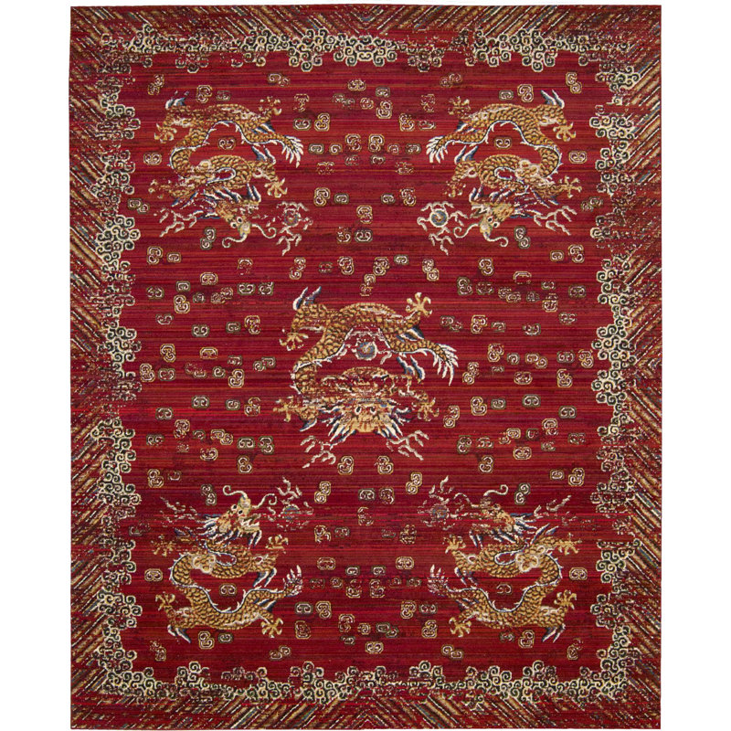 Tapis en laine oxblood Huttonsville, Rectangle 9 pi 9 po x 12 pi 8 po