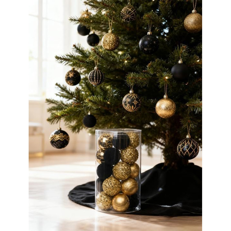 Ensemble de 25 boules de Noël incassables, 2,36 po, 4 boules décoratives en PVC de 4 styles élégants