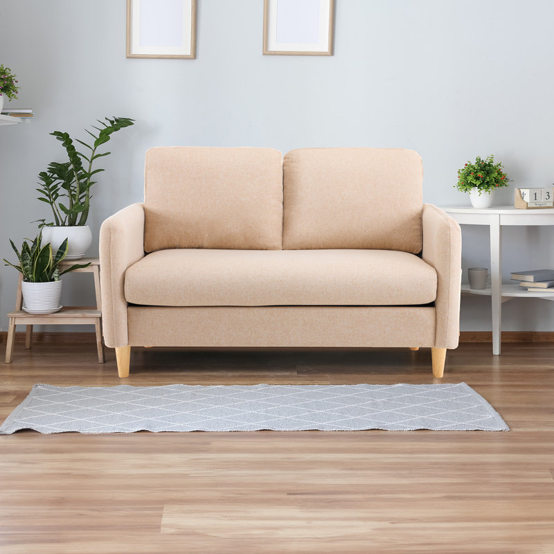 George Oliver 47 In. PU Leather Comfy Mordern Living Room Loveseat, Kakhi
