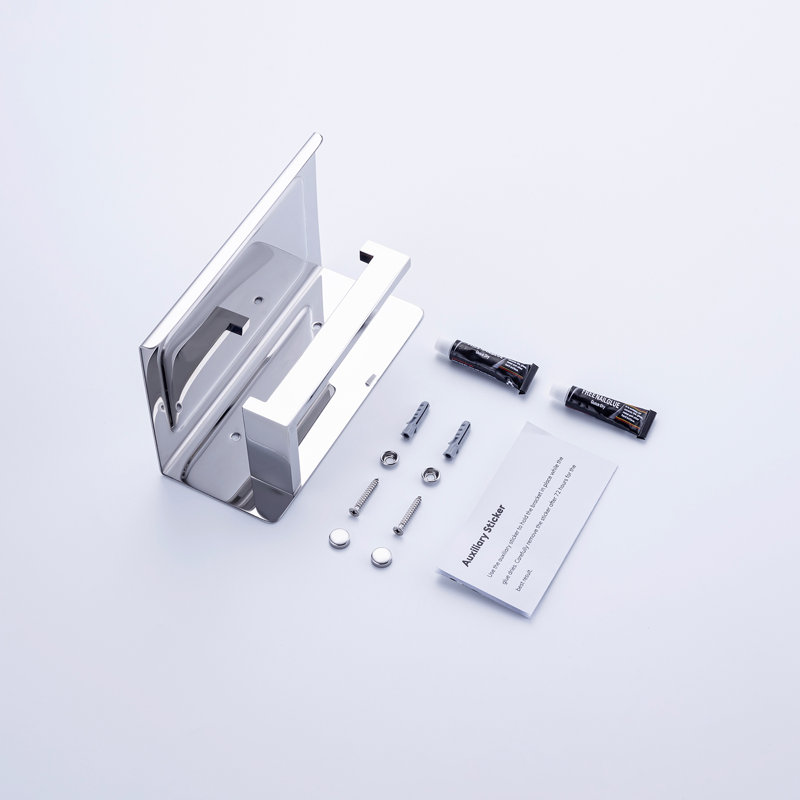 Porte-papier hygiénique à réservoir avec tablette, Chrome