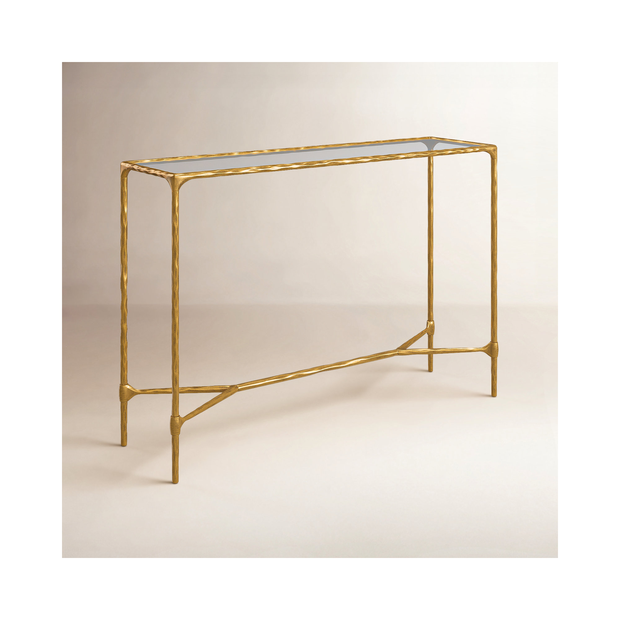 Sewall Metal And Glass Console Table, Brass