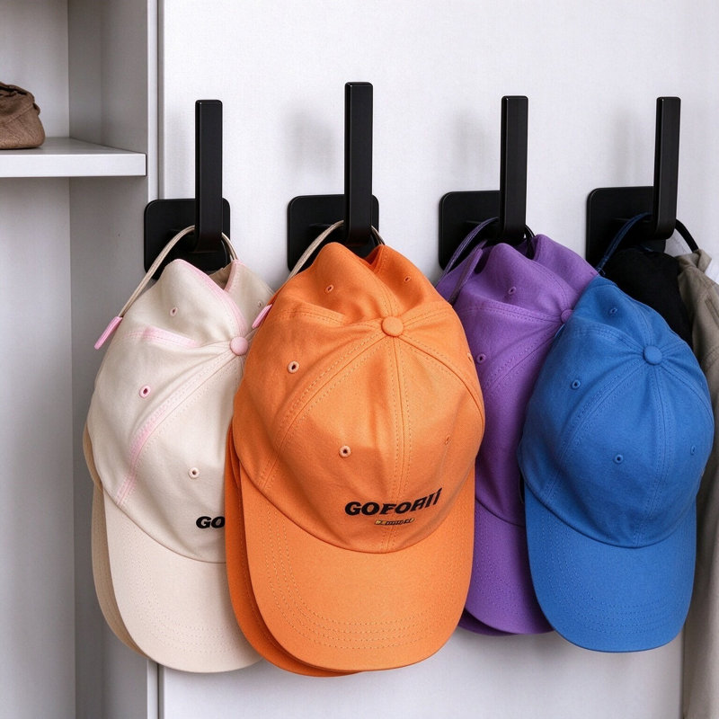 4-Pack Hat Rack Organizer, Adhesive Wall Hooks