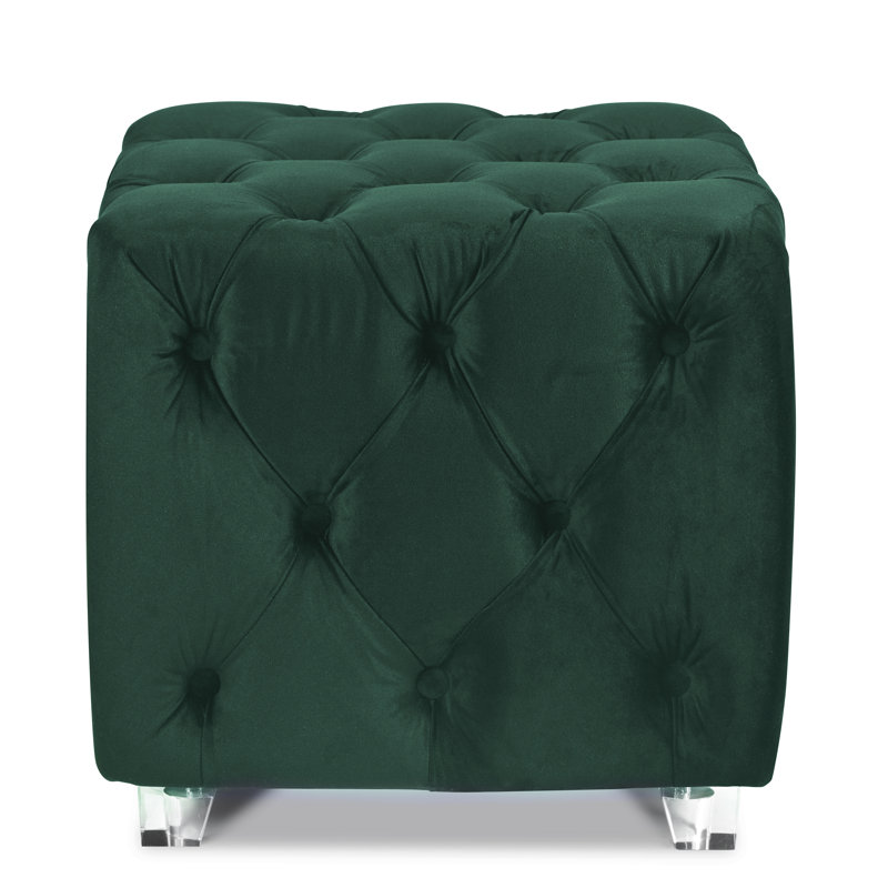 Jaren Velvet Ottoman, Green