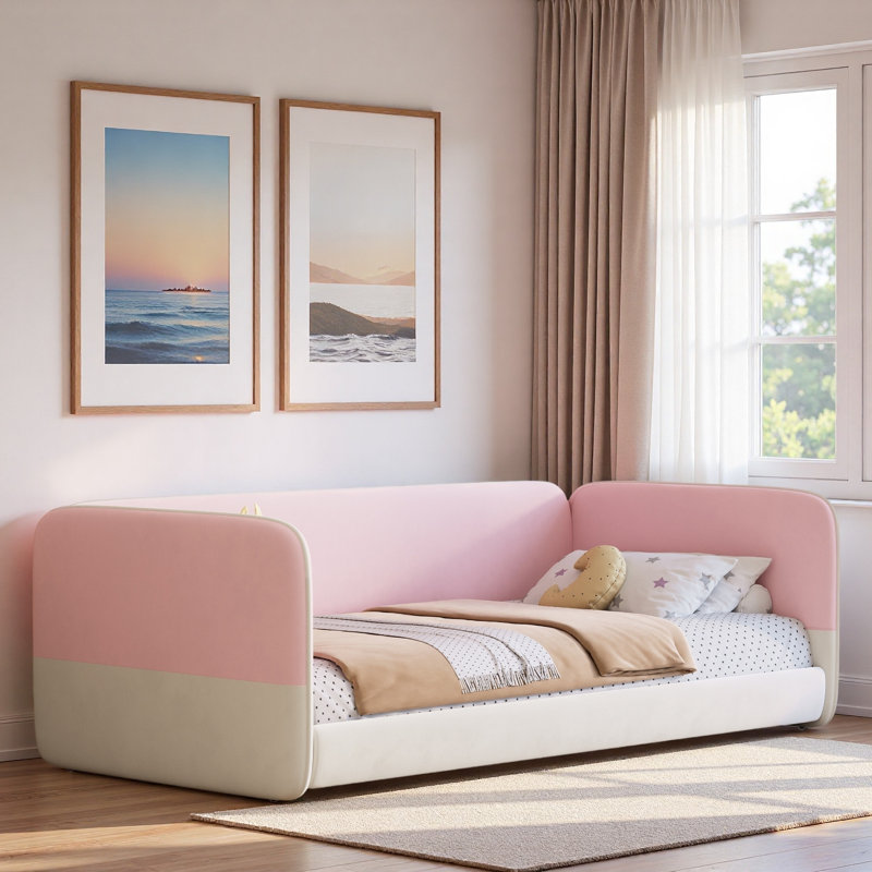 Lit de jour moderne avec protection latérale, Pink