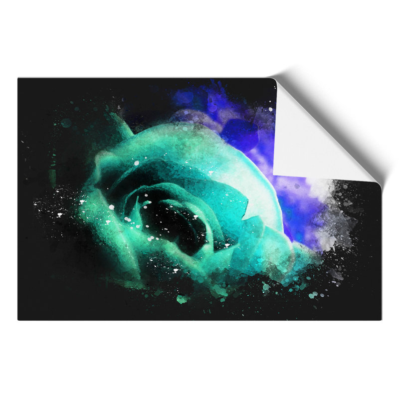 Teal Rose Flower - No Frame Painting, 59cm H x 84cm W x 0.1cm D