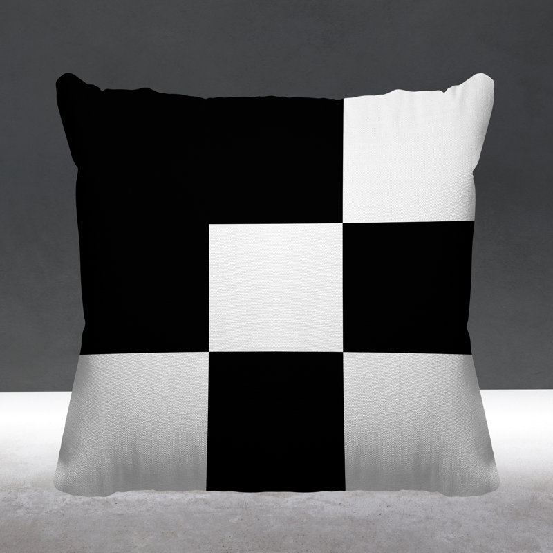 Coussin décoratif intérieur / extérieur Marcia, L 15 po x H 15 po, Noir