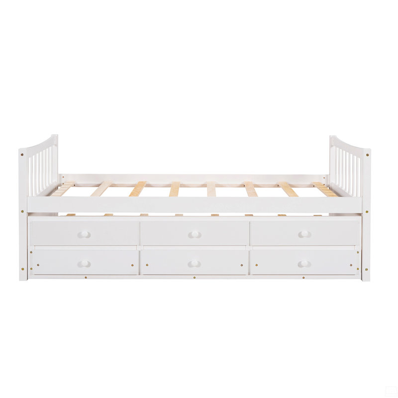 Lit de jour avec couchette et tiroirs, taille simple, Blanc