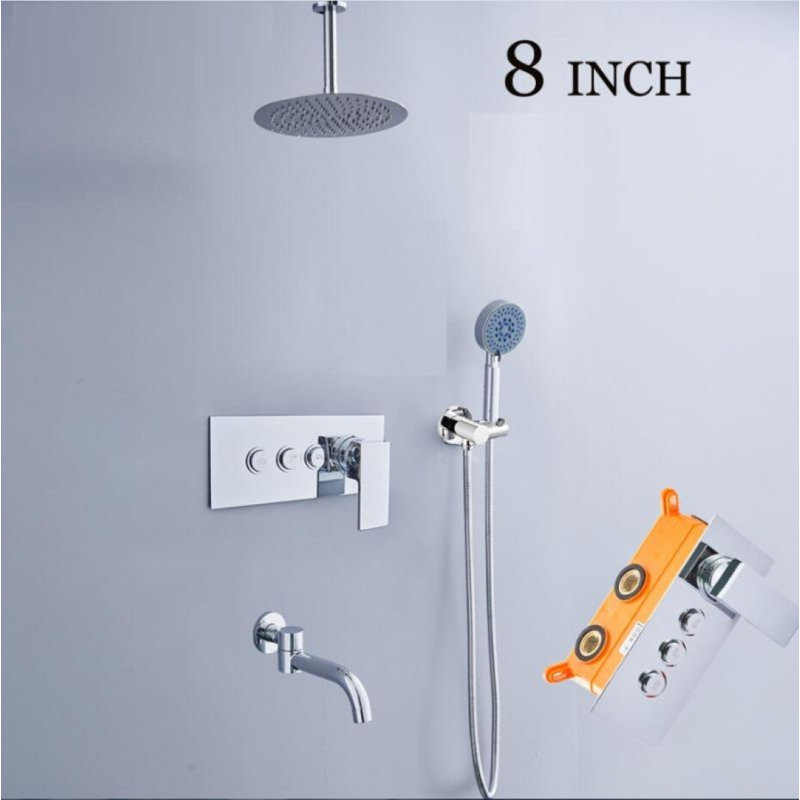 uno Ceiling-Mount 3-Way Rainfall Shower Set with Handheld Shower