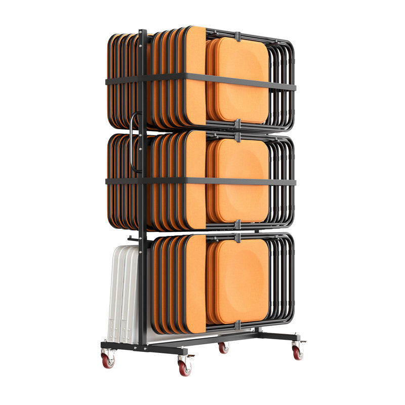 Folding Table and Chair Rack Cart 400 lbs Holds 24 Chairs & 6 Tables, for Large Event, Heavy-Duty Carbon Steel, Easy to Move, Storage Dolly, with Swivel Casters Locking Wheels, Waterproof Cover