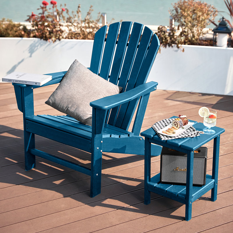 Chaise Adirondack en plastique Alvertia, Bleu