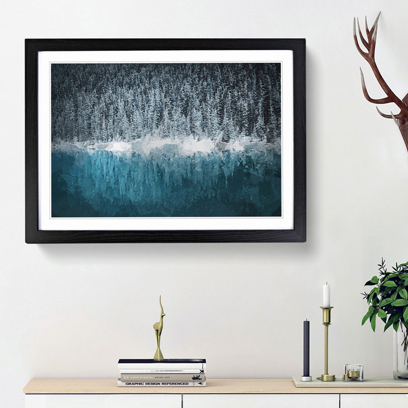 Forest Reflecting in Lake Louise in Abstract - Picture Frame Graphic Art Print, Black Framed, 36cm H x 48cm W x 2cm D