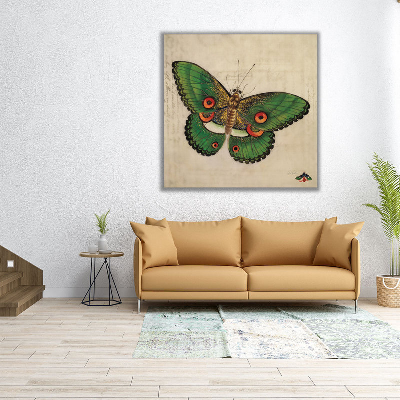 «Vintage Green Butterfly», reproduction d'art sur toile, H 30 po x l 30 po