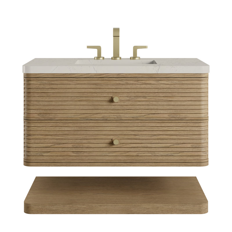 Allamari 36" W Single Vanity, 8" Widespread, Siberian Silestone, Dune Mist